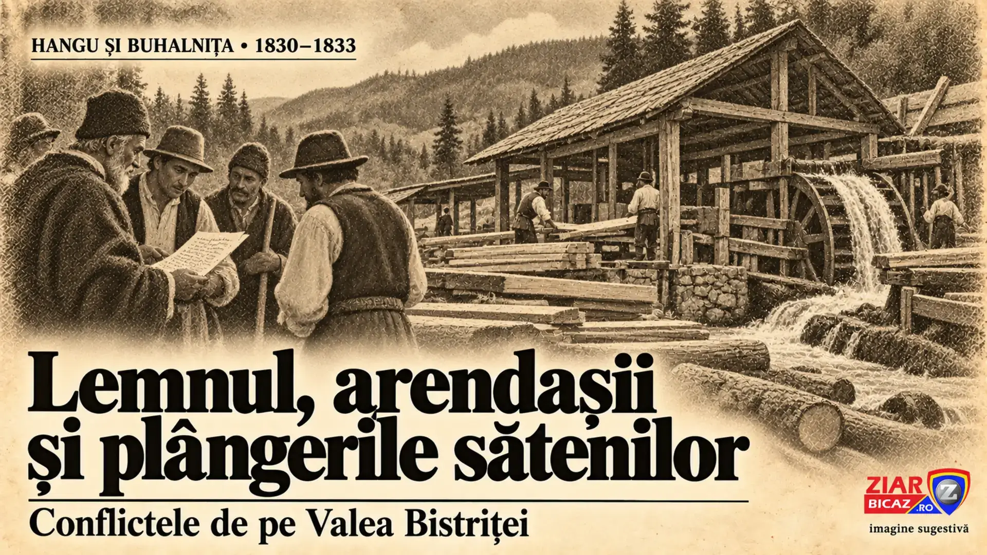 Imagine sugestivă: Lemnul, arendașii și plângerile sătenilor. Conflictele de pe Valea Bistriței.