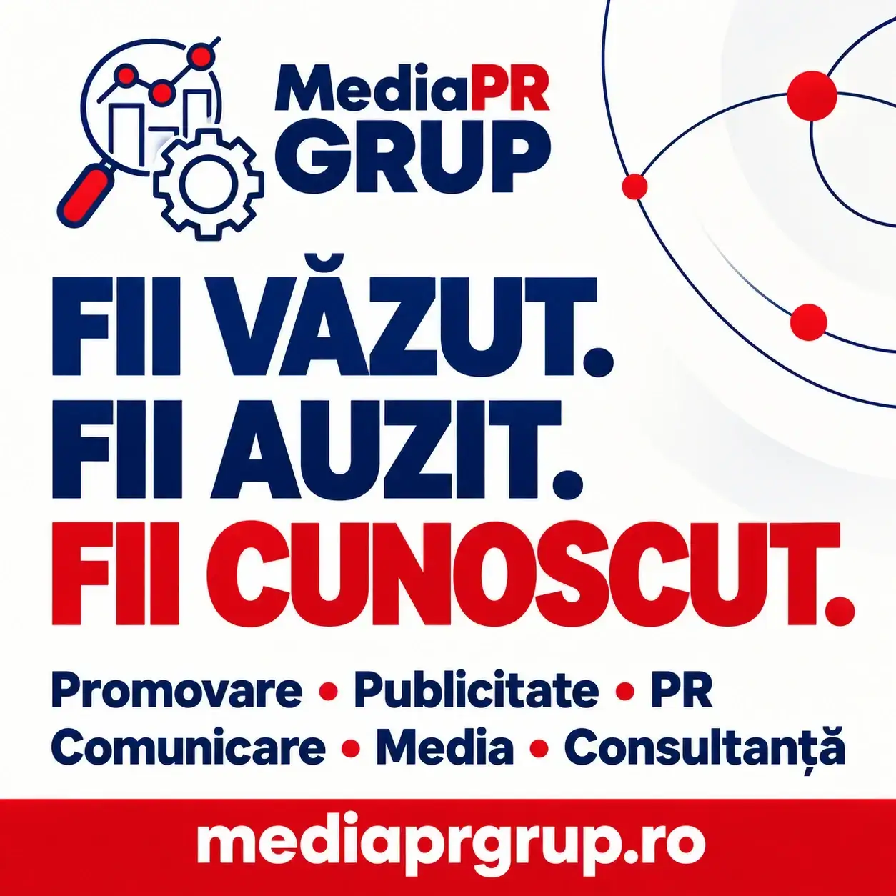 Media PR Grup — Fii văzut. Fii auzit. Fii cunoscut. Promovare, publicitate, PR, comunicare, media și consultanță.