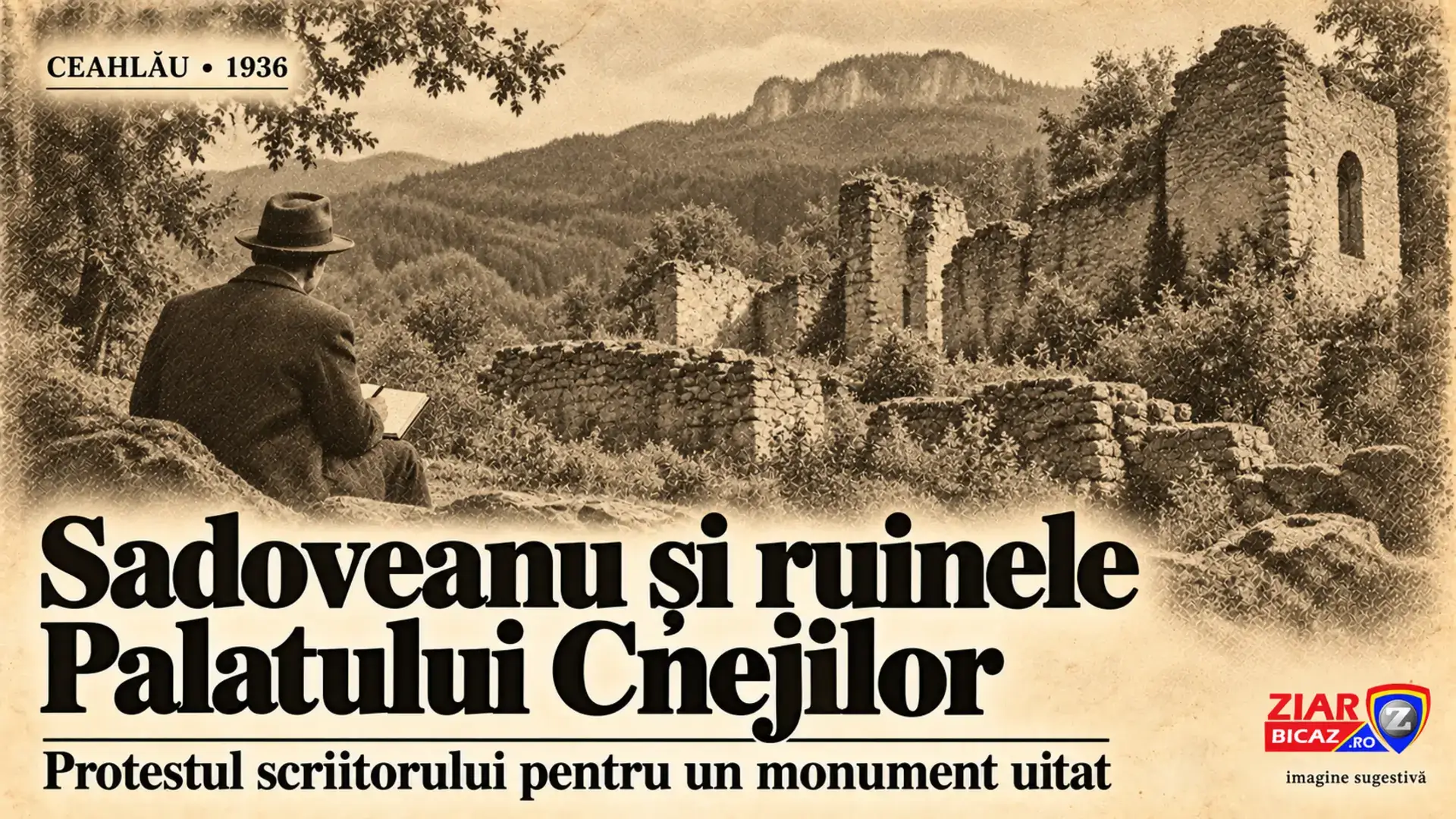 Imagine sugestivă: Sadoveanu și ruinele Palatului Cnejilor. Protestul scriitorului pentru un monument uitat.