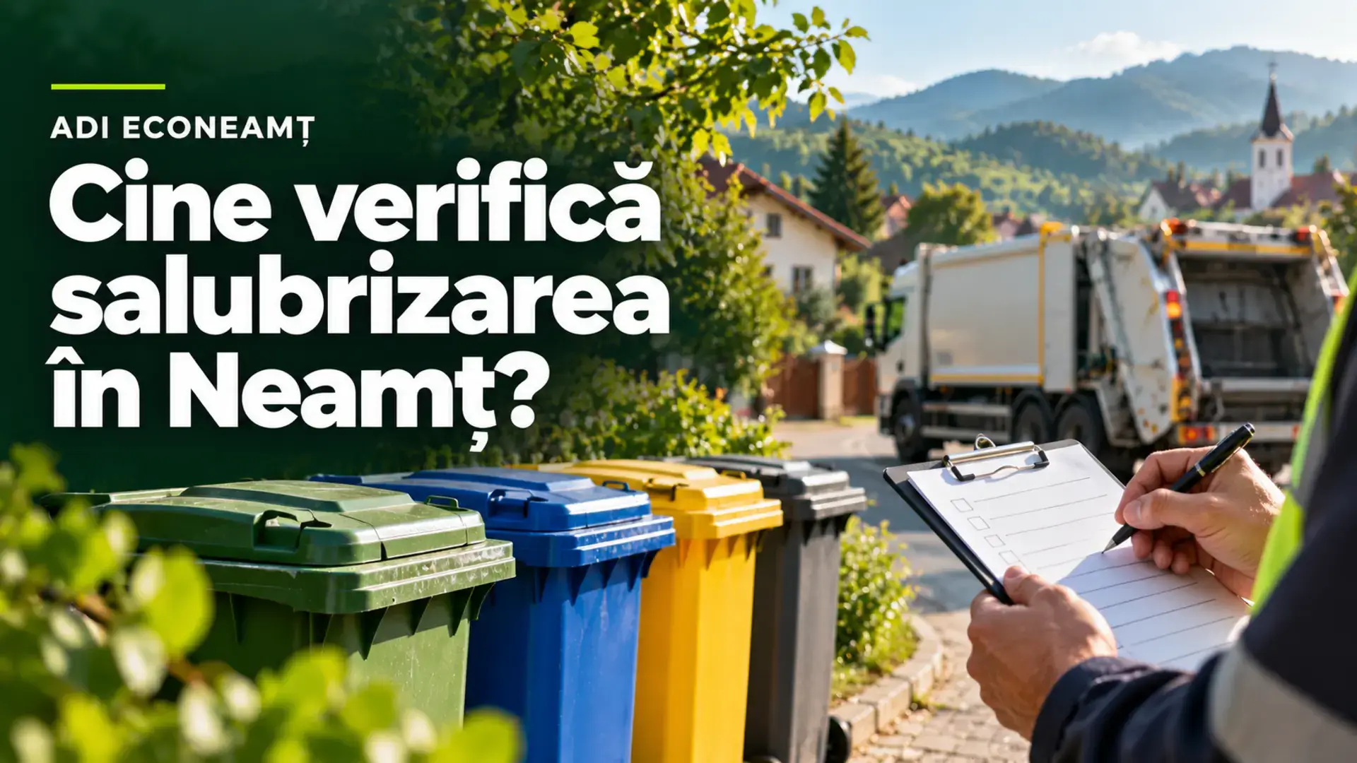 Ilustrație editorială despre verificarea serviciilor de salubrizare prin ADI ECONEAMȚ