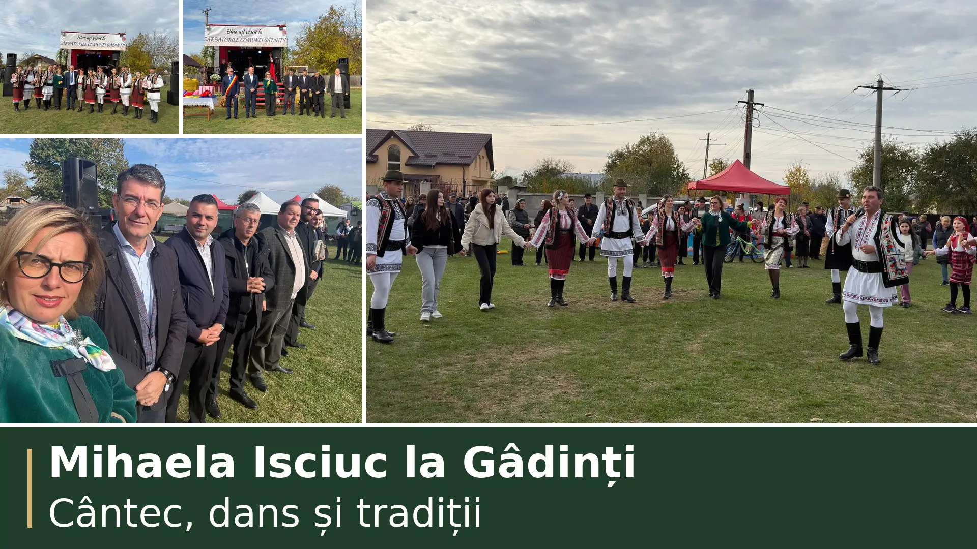 Colaj cu Mihaela Isciuc, invitații și reprezentanții Centrului „Carmen Saeculare” la sărbătoarea comunei Gâdinți